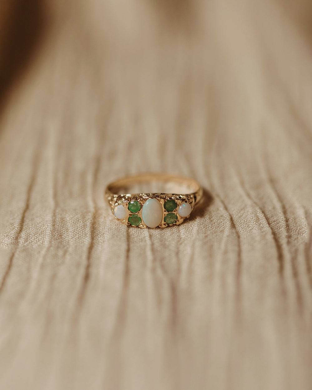 Martha 9ct Gold Opal & Emerald Ring