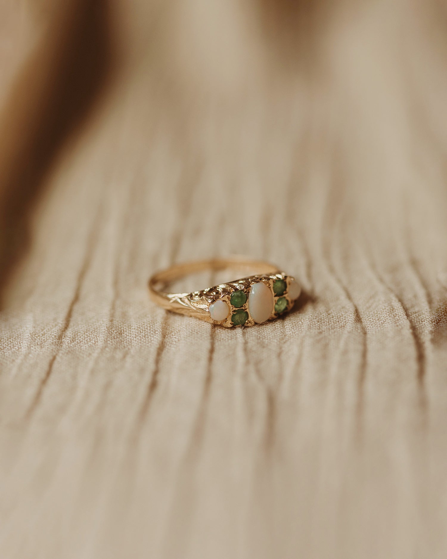 Martha 9ct Gold Opal & Emerald Ring