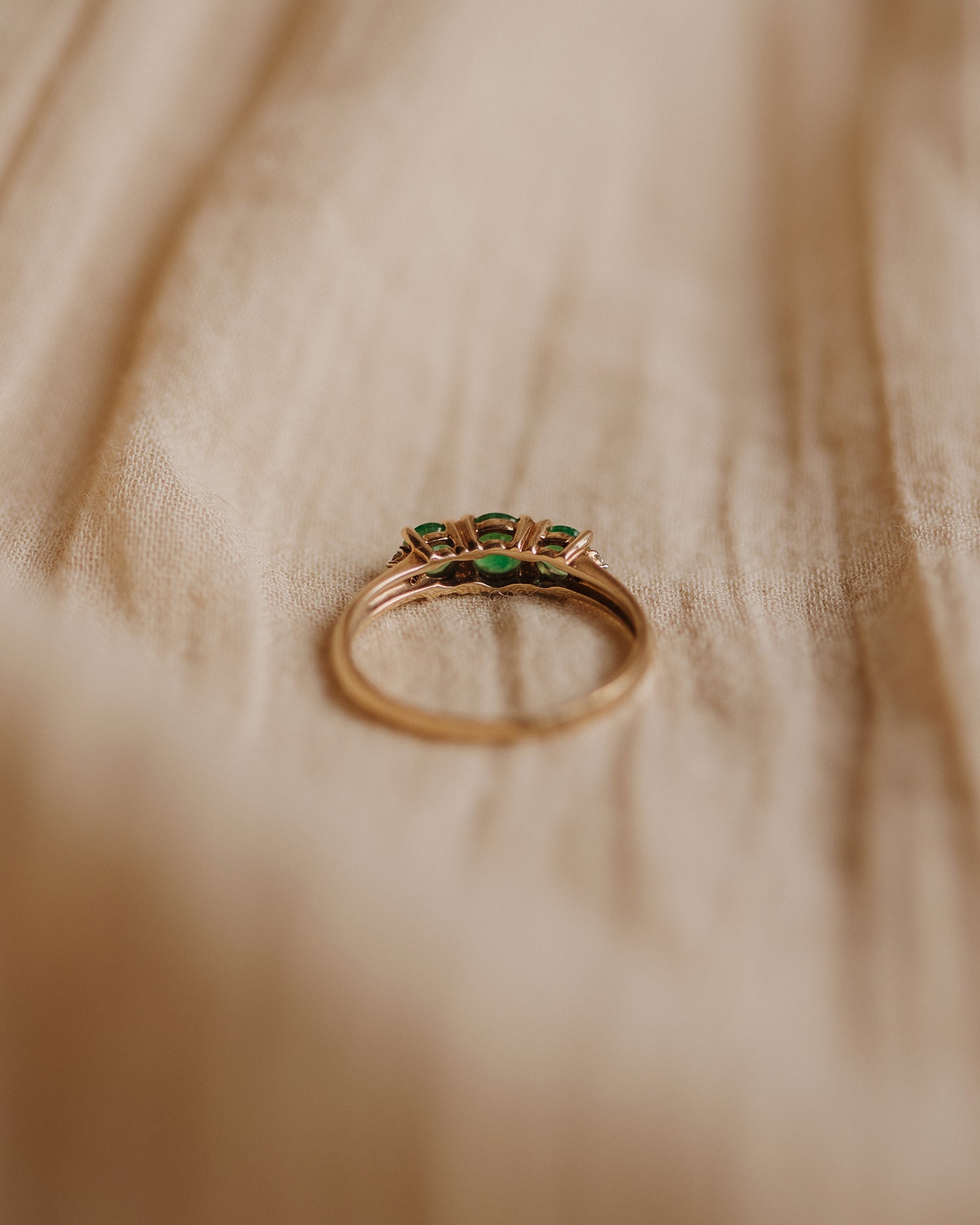 Tillie 9ct Gold Vintage Emerald & Diamond Ring