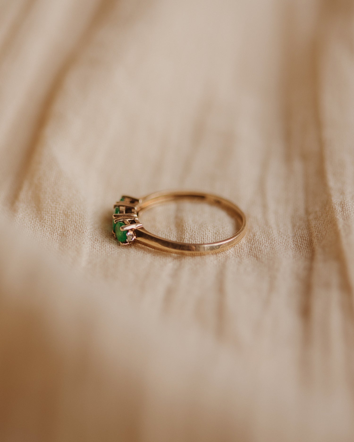 Tillie 9ct Gold Vintage Emerald & Diamond Ring