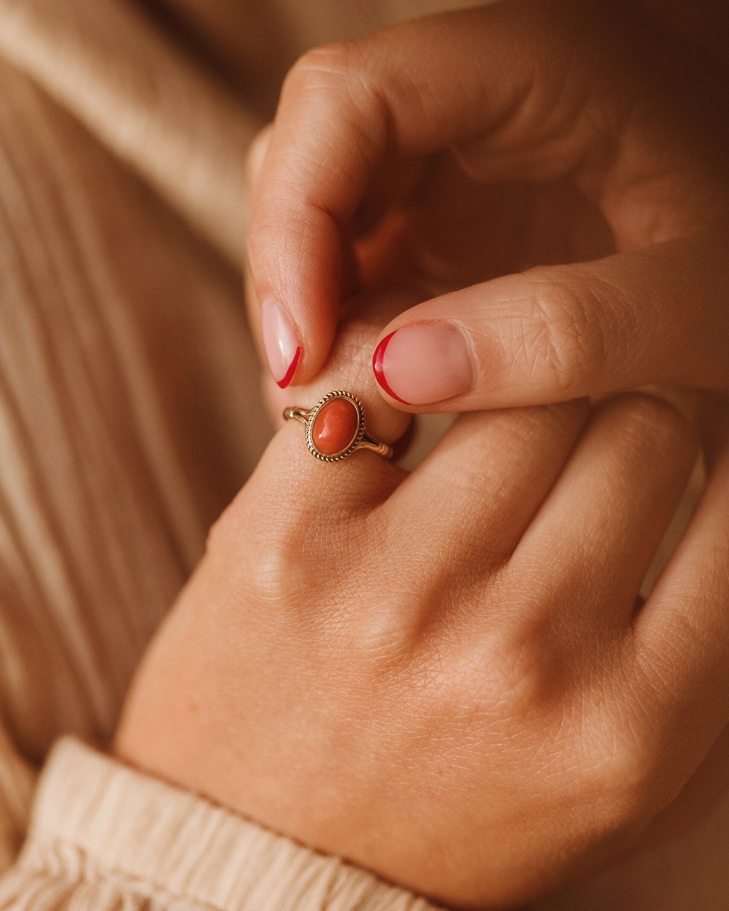 Image of Beryl 9ct Gold Coral Ring