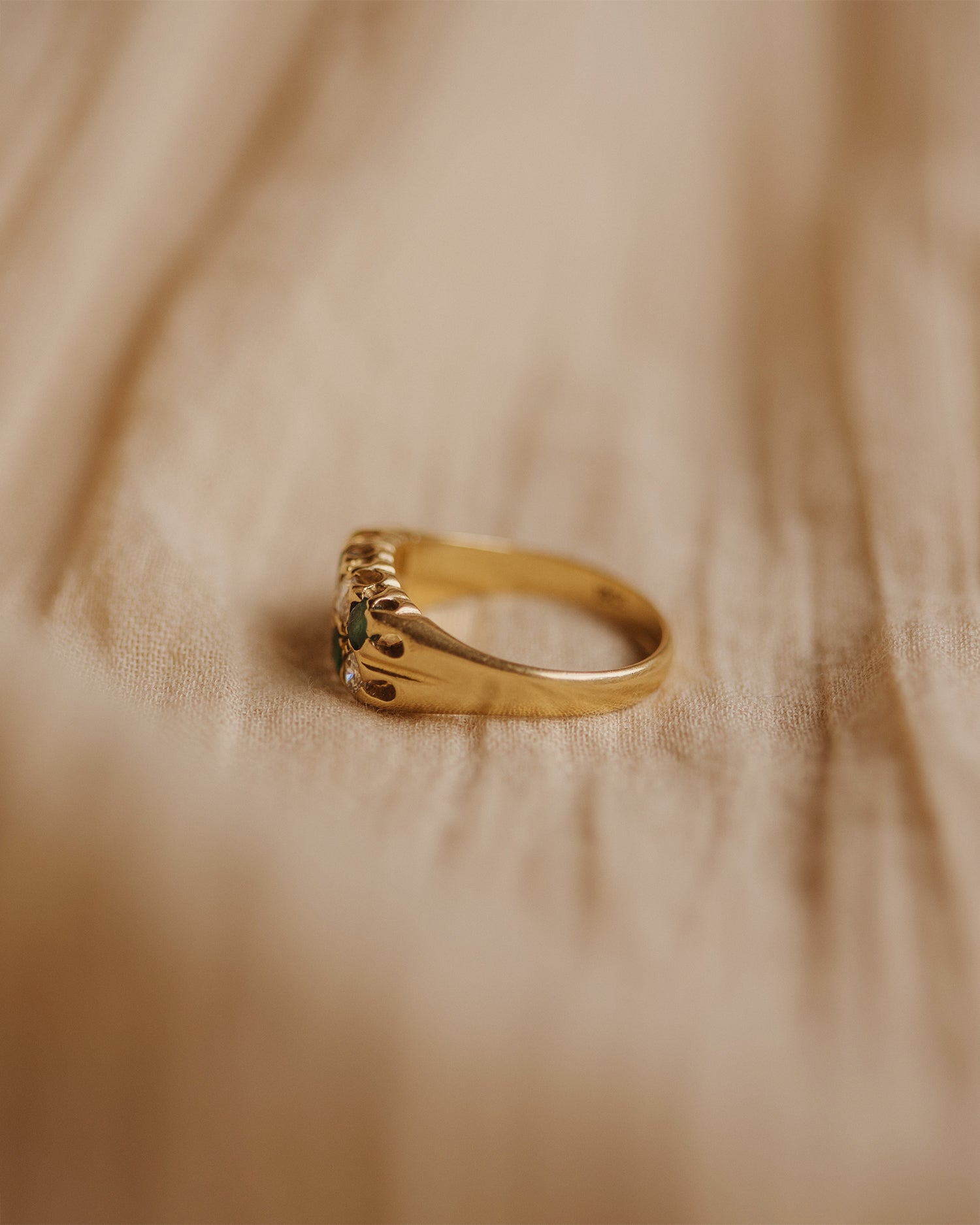 Celeste 18ct Gold Vintage Emerald & Diamond Ring