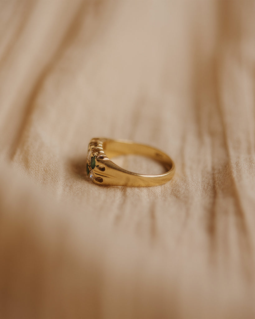 Celeste 18ct Gold Vintage Emerald & Diamond Ring