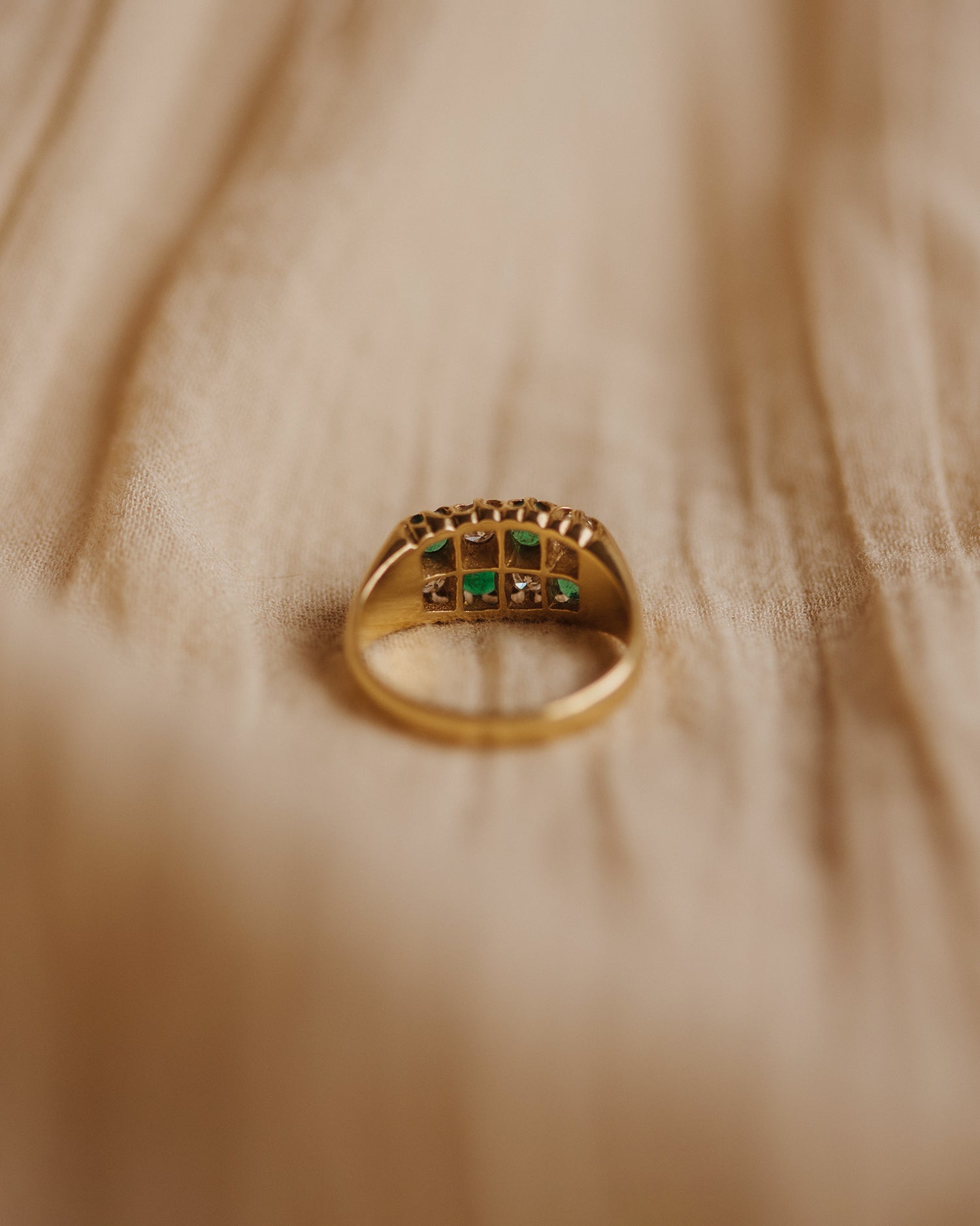 Celeste 18ct Gold Vintage Emerald & Diamond Ring