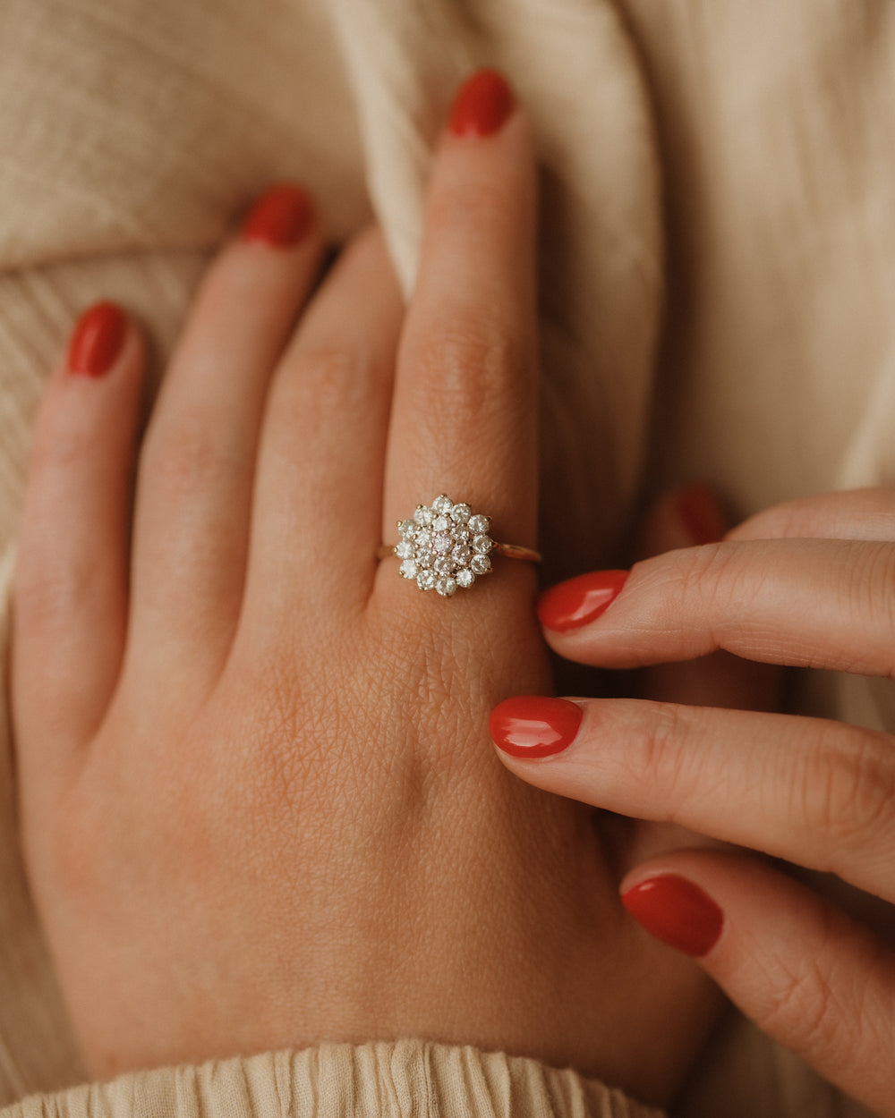 Nancy Vintage 9ct Gold CZ Cluster Ring