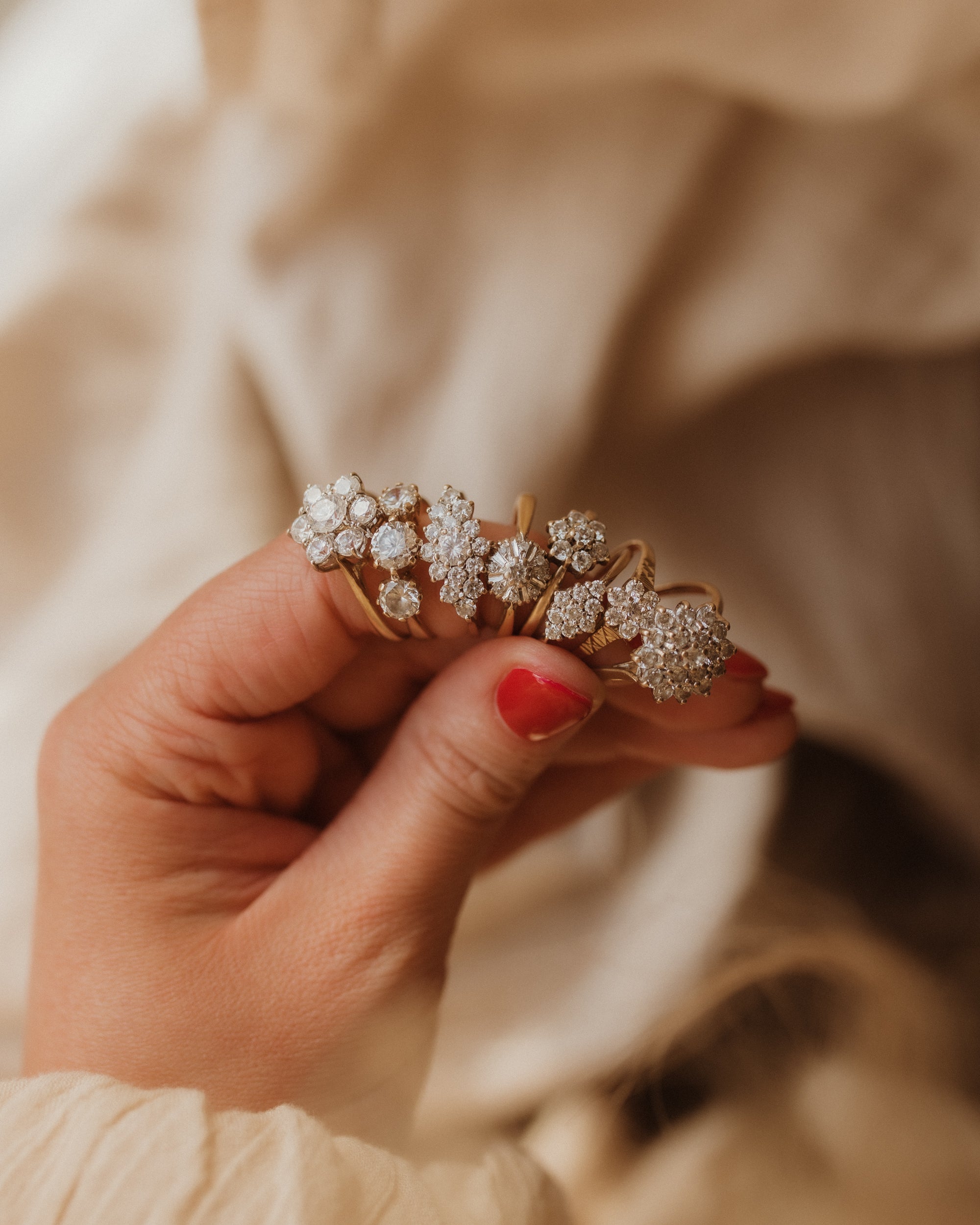 Sylvia 1990 9ct Gold CZ Cluster Ring