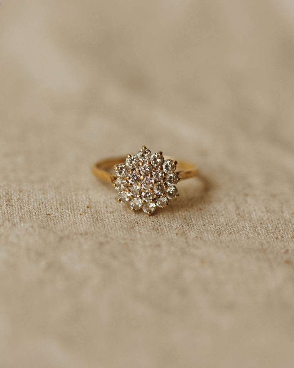 Nancy Vintage 9ct Gold CZ Cluster Ring