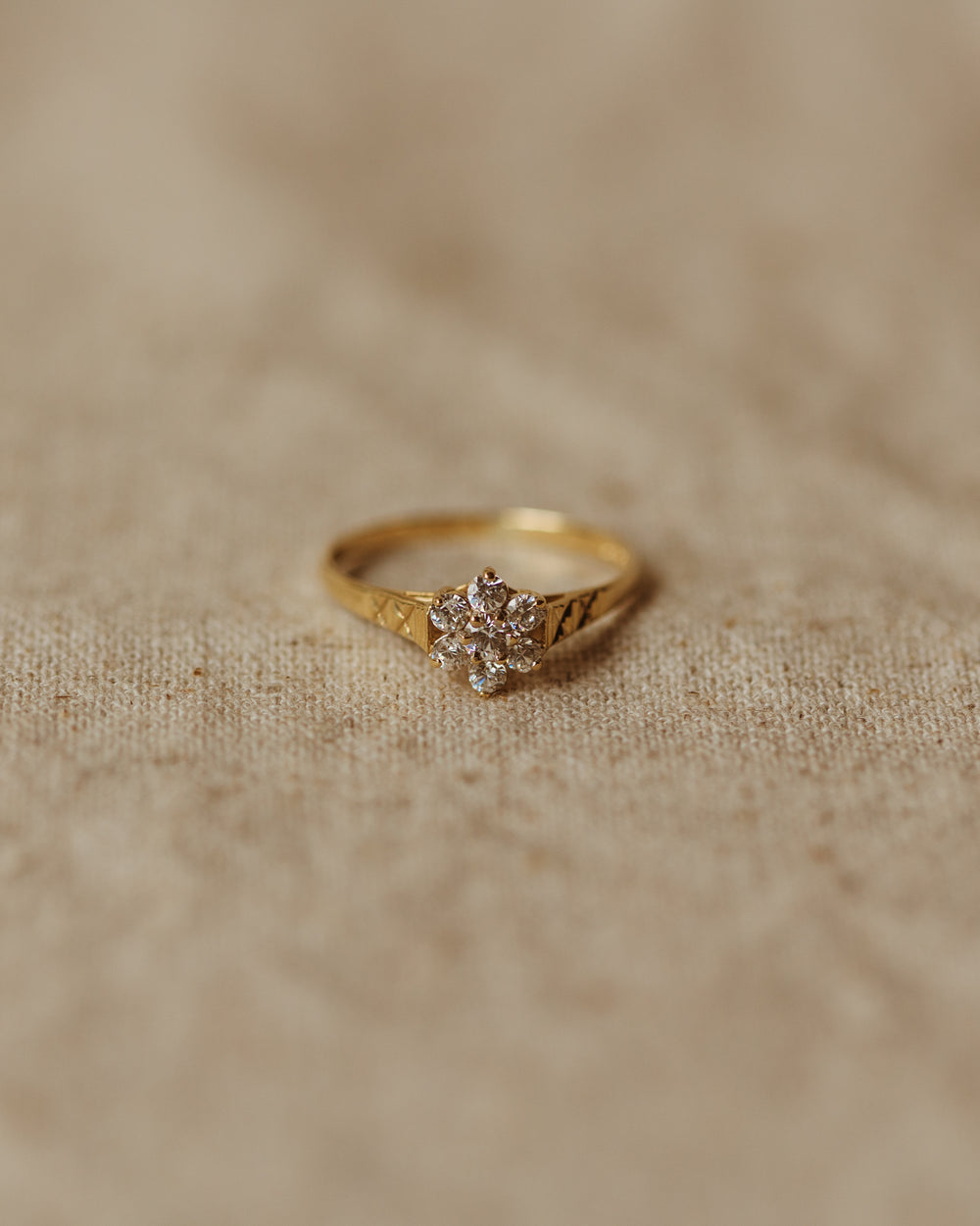 Sylvia 1990 9ct Gold CZ Cluster Ring