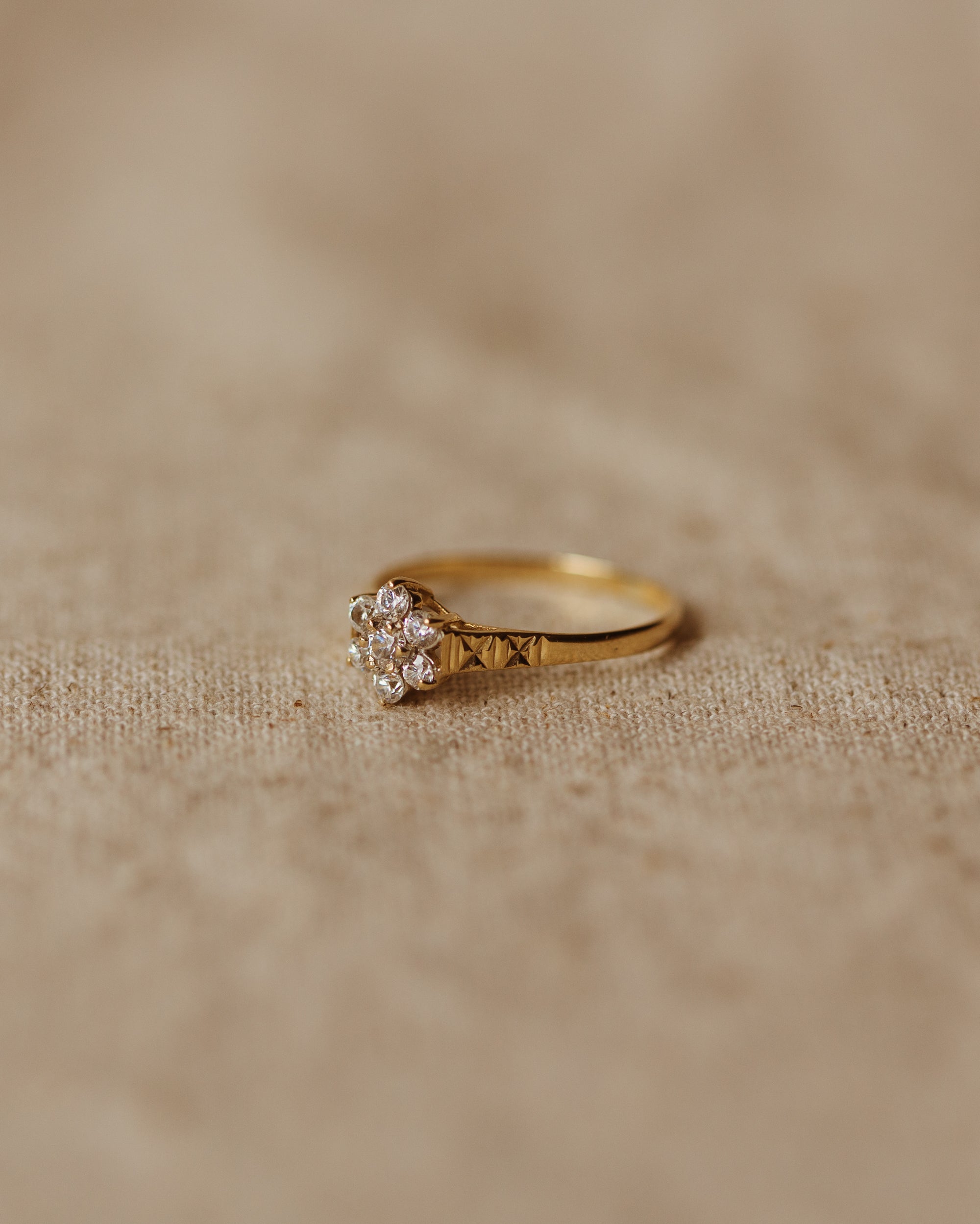 Sylvia 1990 9ct Gold CZ Cluster Ring
