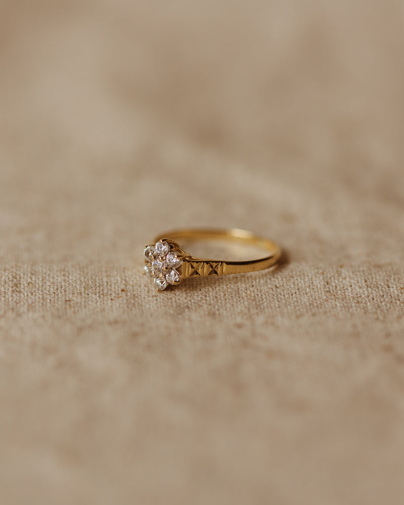 Sylvia 1990 9ct Gold CZ Cluster Ring