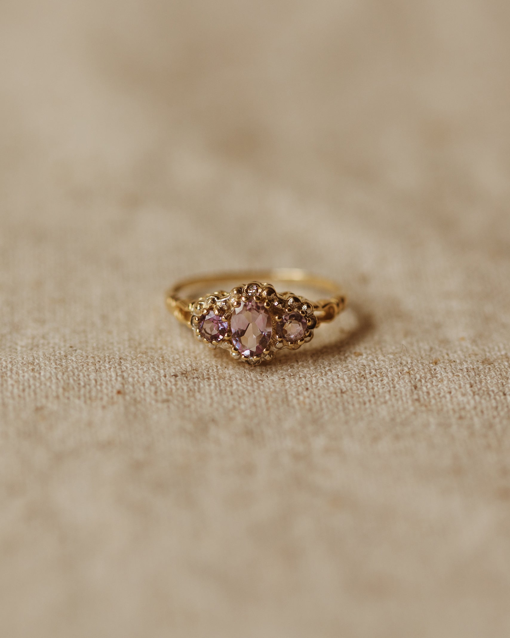 Image of Antoinette 1987 9ct Gold Amethyst & Diamond Ring