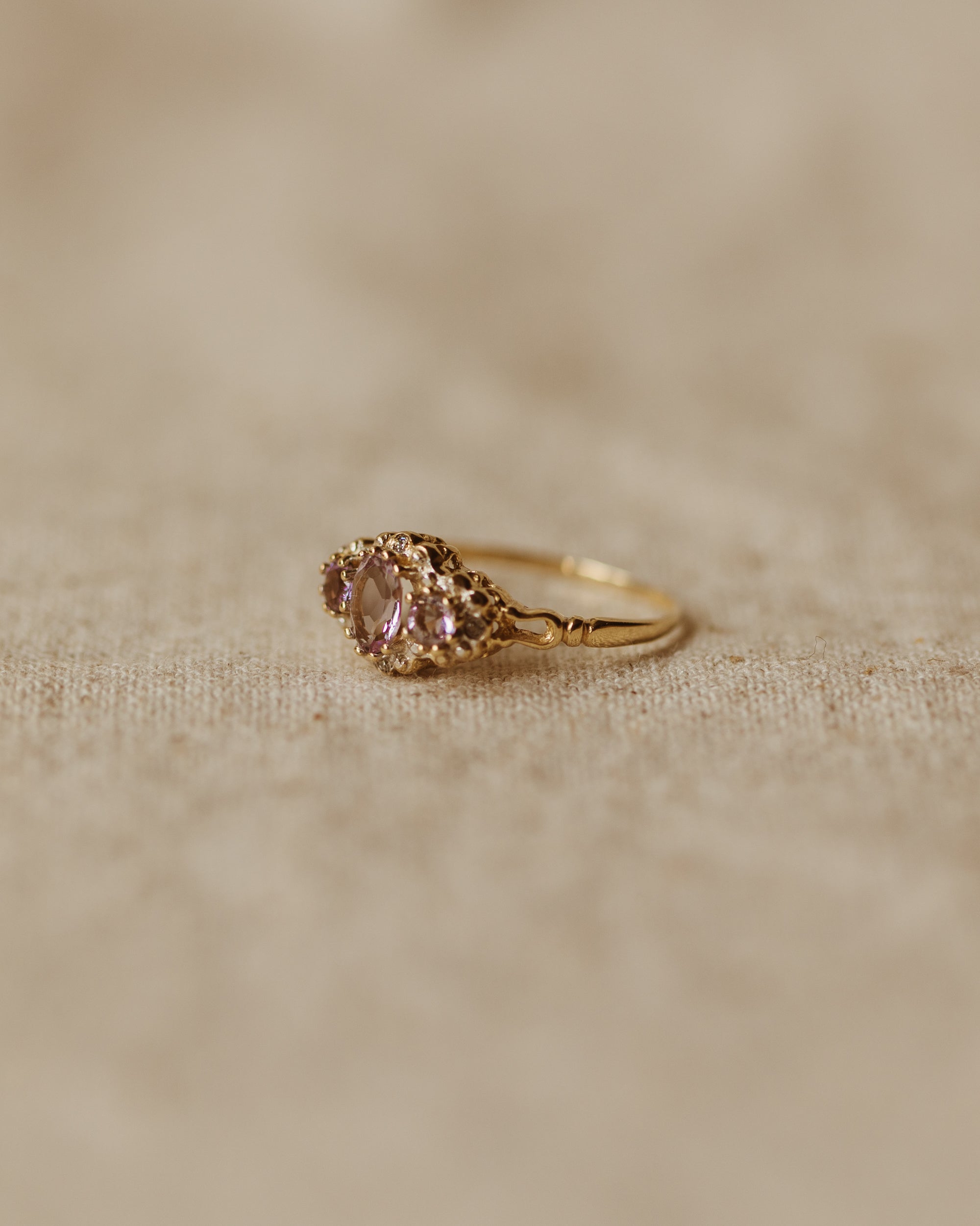 Antoinette 1987 9ct Gold Amethyst & Diamond Ring