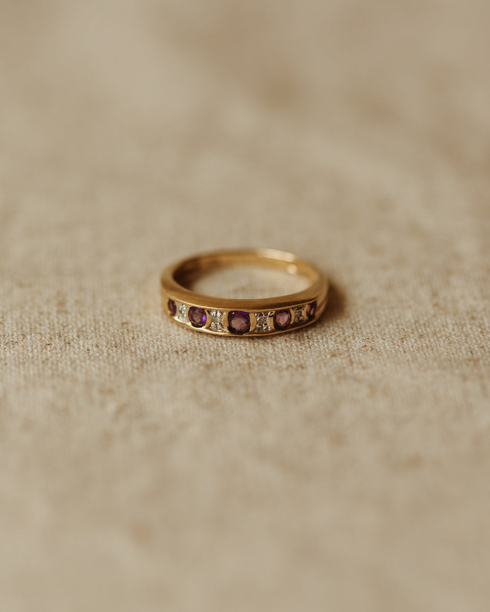 Bernadette Vintage 9ct Gold Amethyst & Diamond Ring