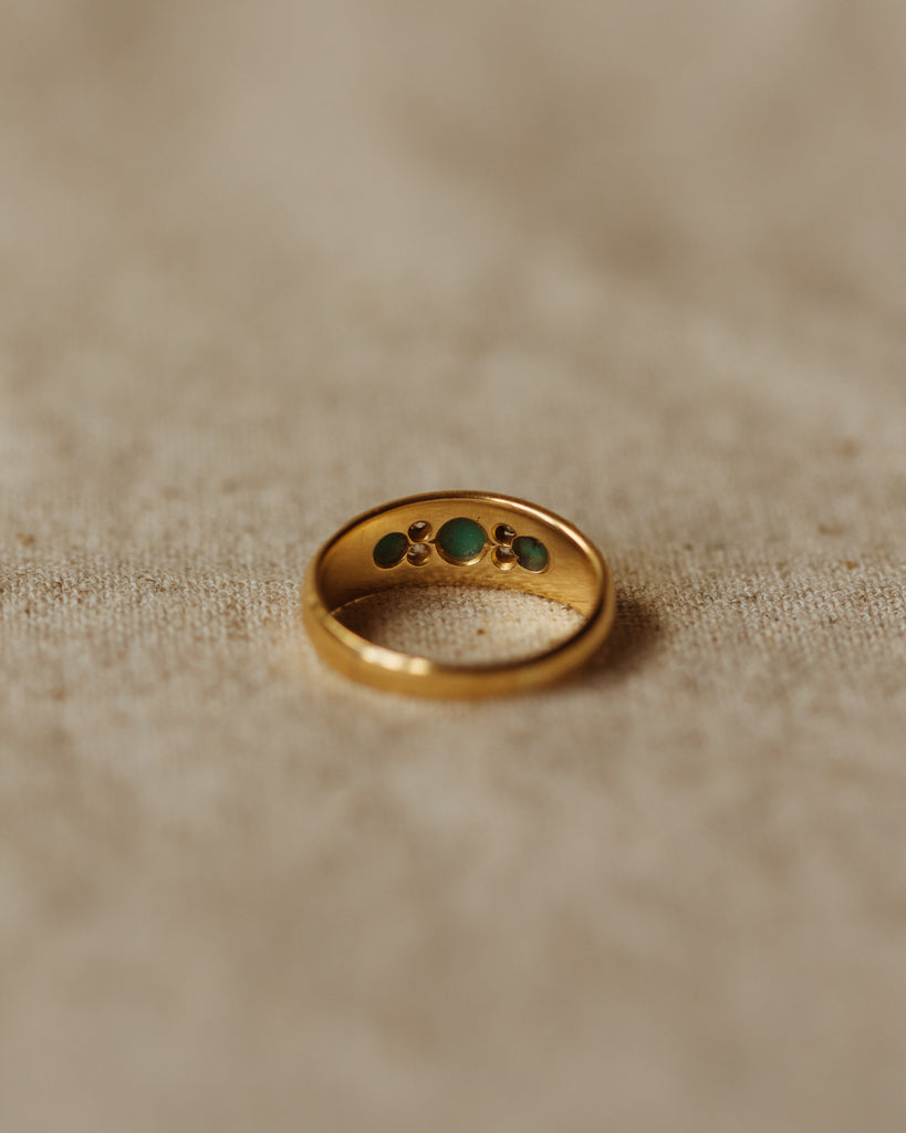 Winifred 1812 Antique 18ct Gold Turquoise & Diamond Ring