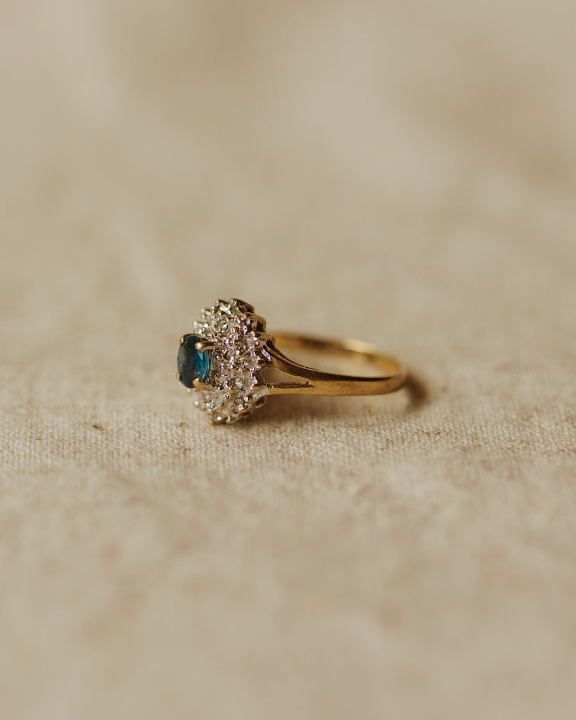 Colette Vintage 9ct Gold Blue Topaz & Diamond Ring