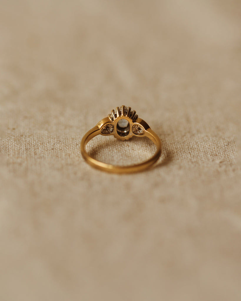 Eliza Vintage 9ct Gold Blue Topaz & Diamond Ring