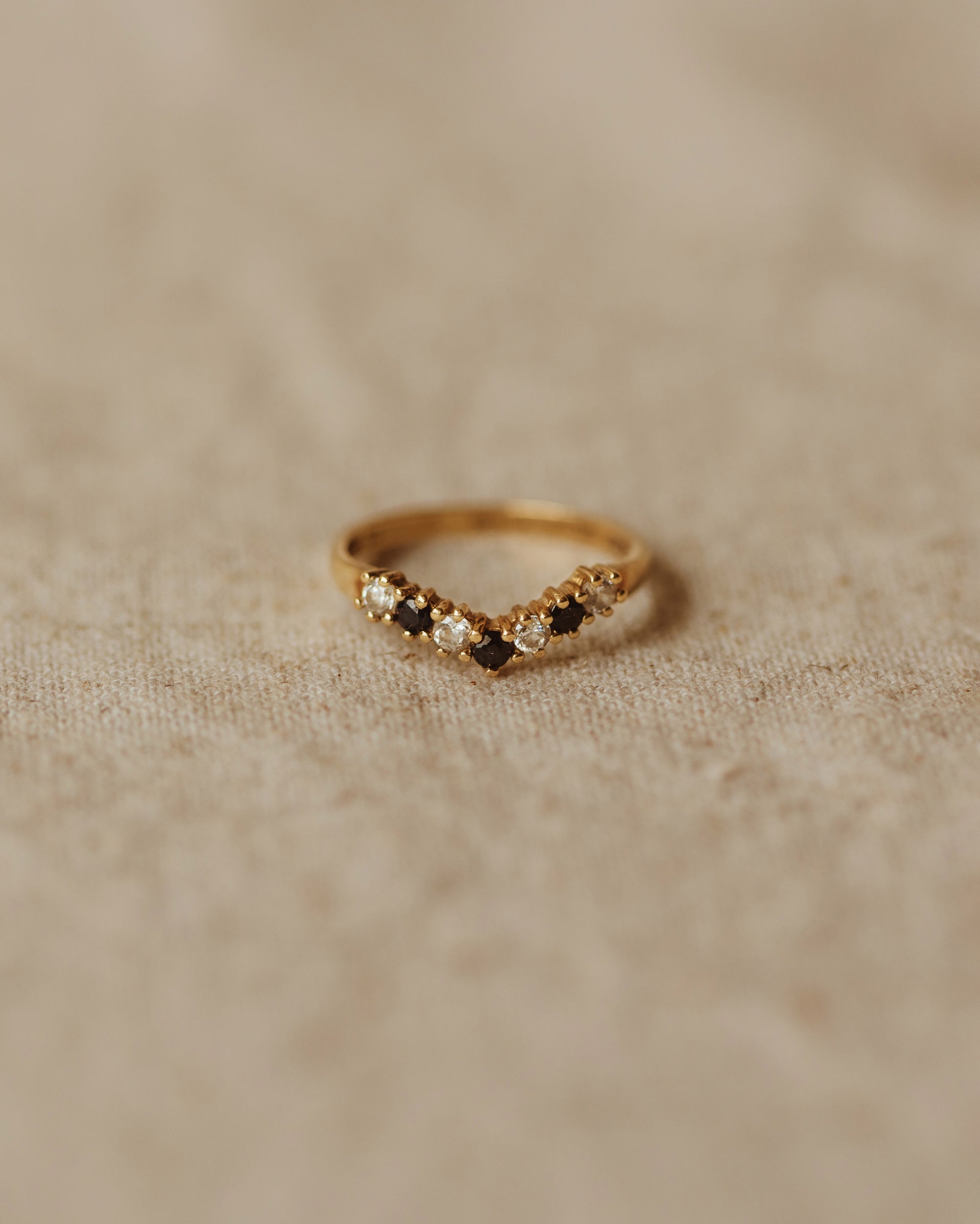 Image of Trudy Vintage 9ct Gold Sapphire Wishbone Ring