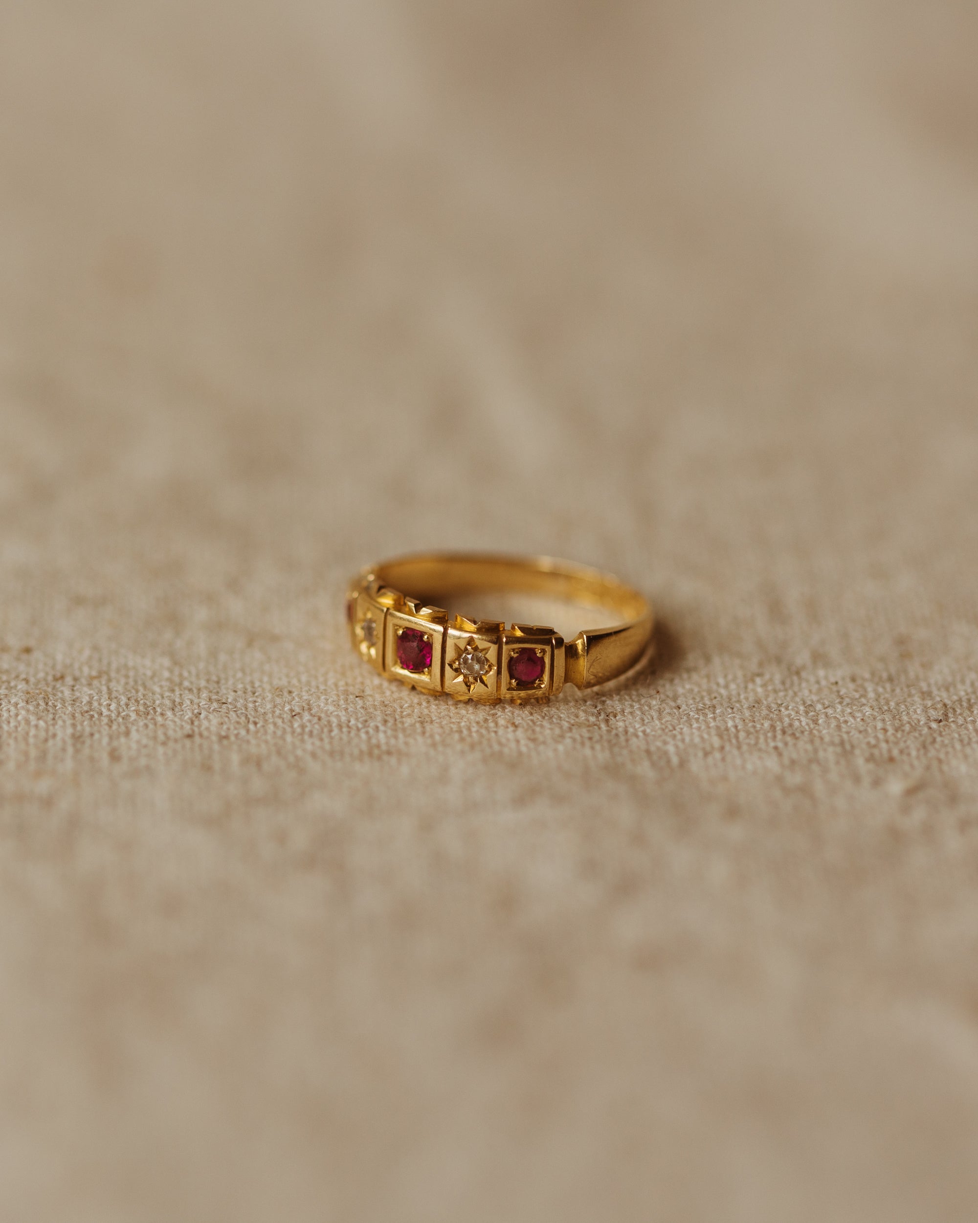 Genevieve Antique 18ct Gold Ruby & Diamond Ring