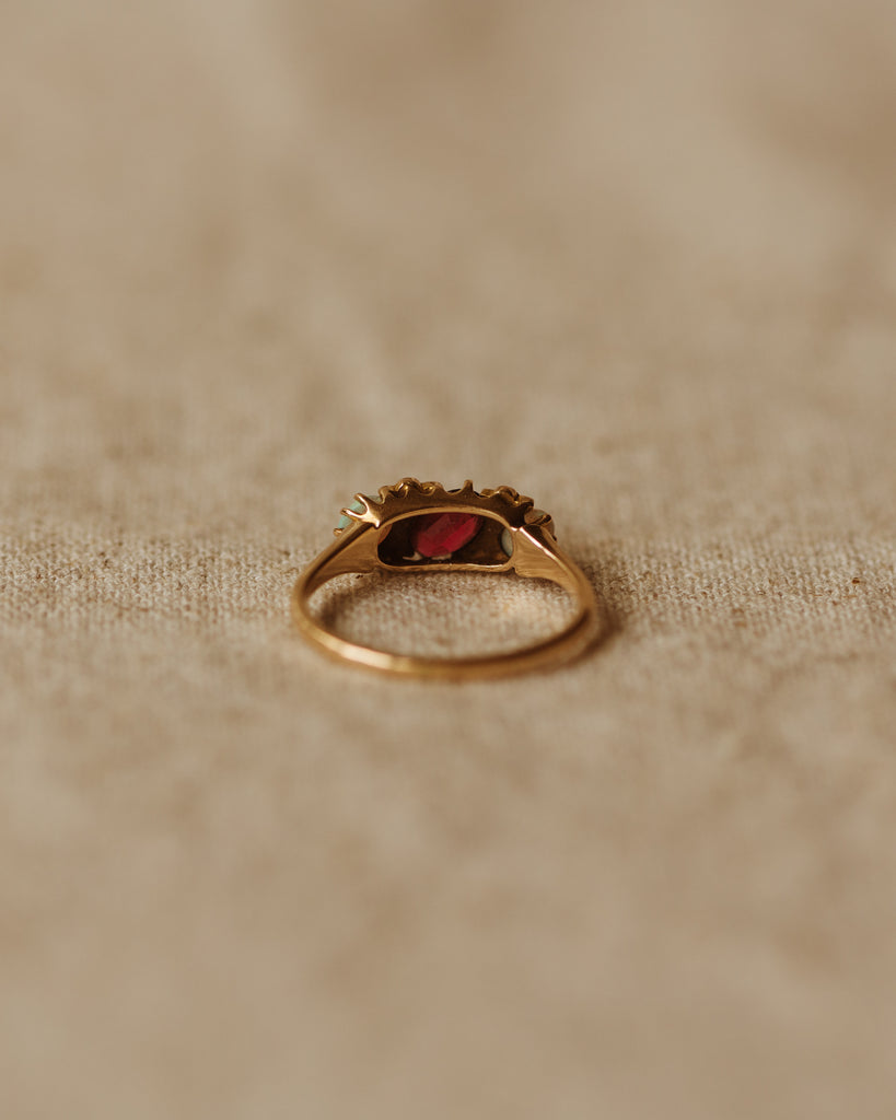 Rosie Antique 18ct Gold Ruby, Opal & Pearl Ring