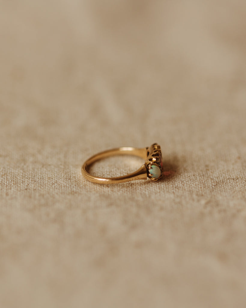 Rosie Antique 18ct Gold Ruby, Opal & Pearl Ring