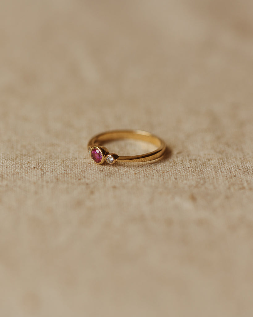 Eliza 9ct Gold Vintage Ruby & Diamond Ring