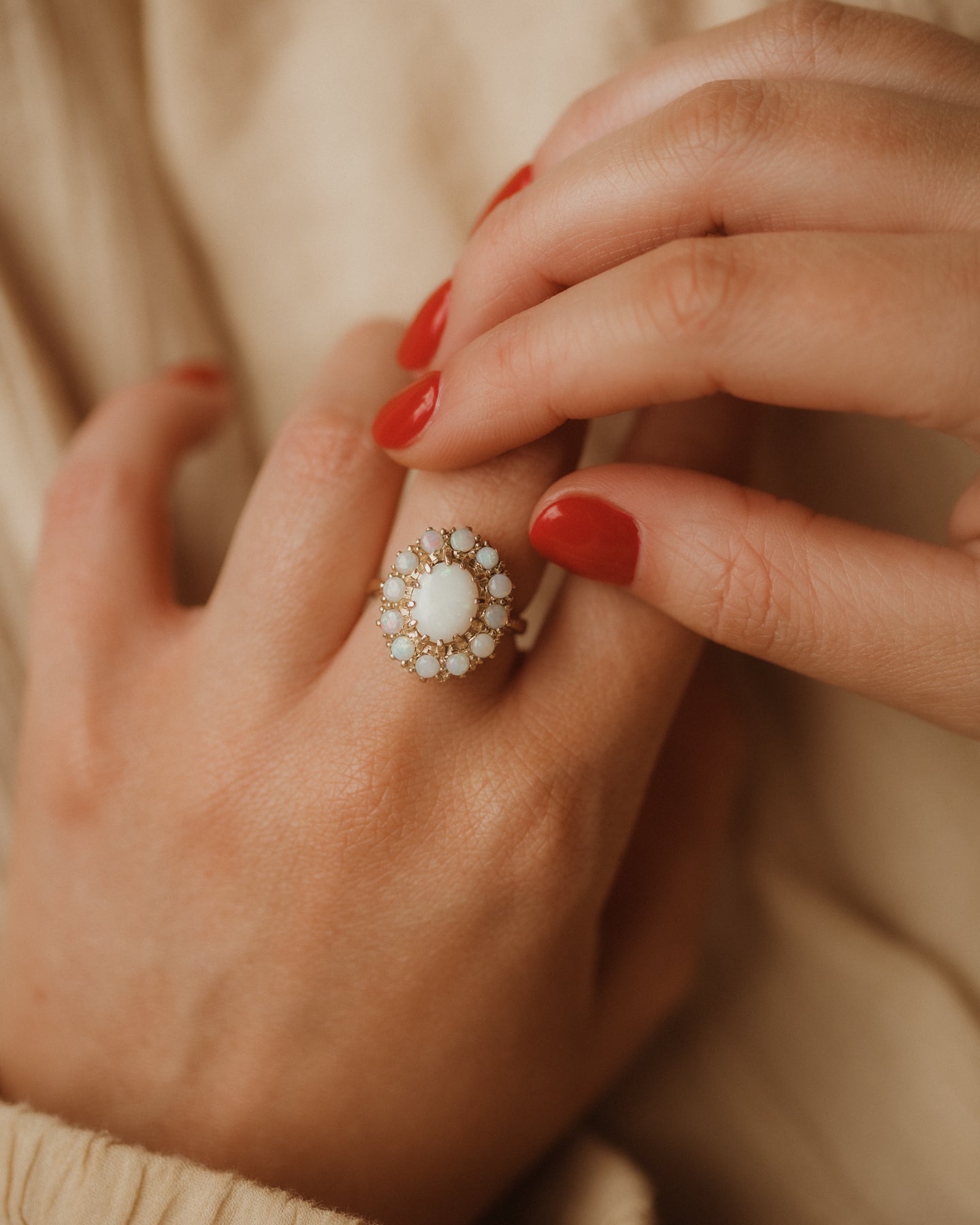 Image of Alma Vintage 9ct Gold Opal Cluster Ring