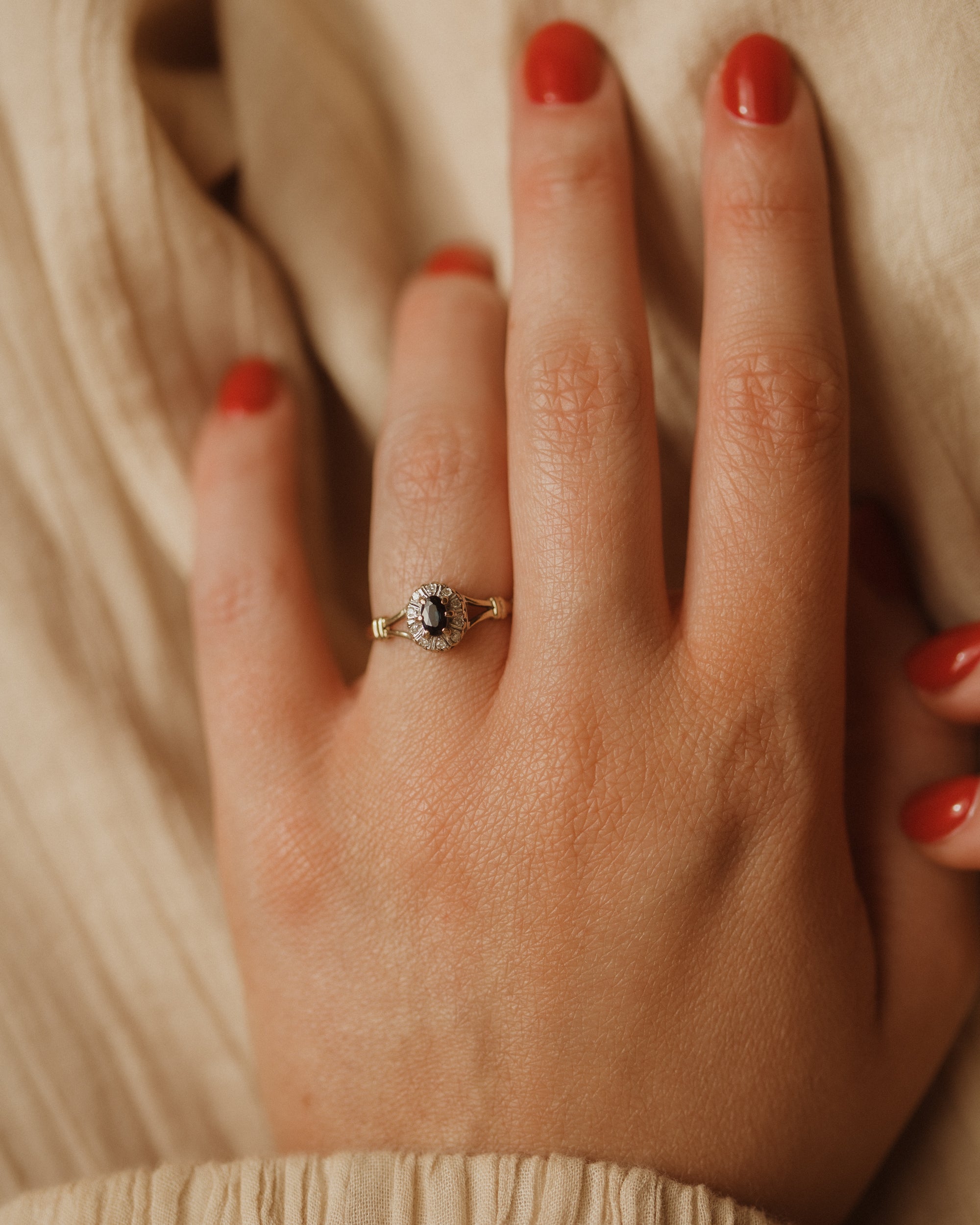 Image of Ethel 1987 9ct Gold Sapphire & Diamond Ring