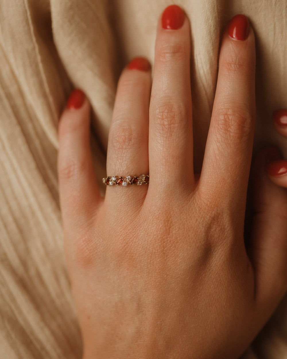 Francine Vintage 9ct Gold Garnet Ring