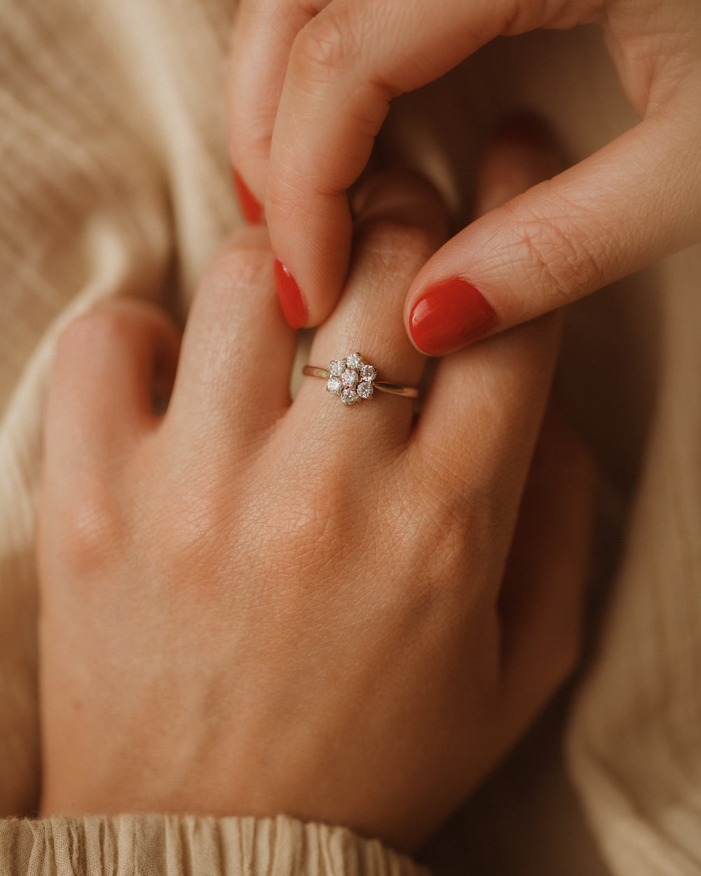 Inez 1981 9ct Gold CZ Cluster Ring