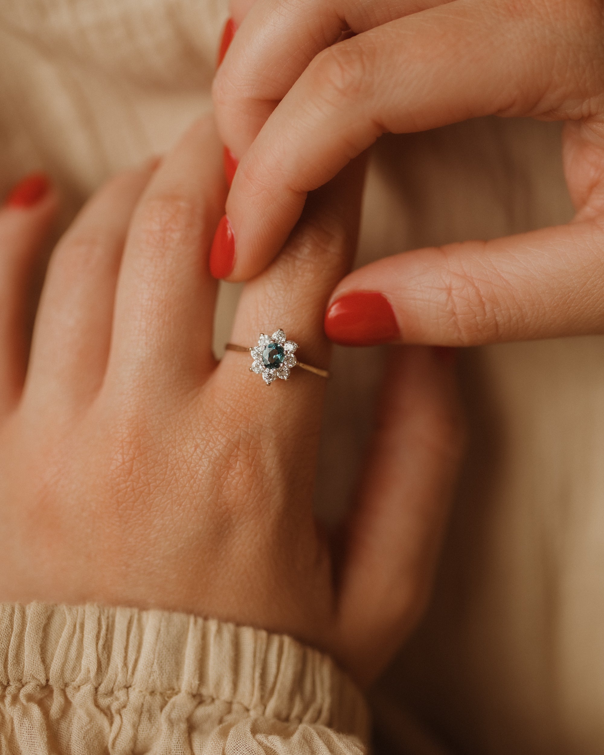 Image of Norma 1979 9ct Gold Blue Topaz Cluster Ring