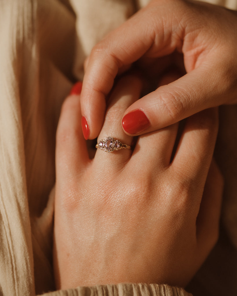 Antoinette 1987 9ct Gold Amethyst & Diamond Ring