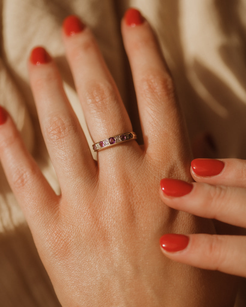 Bernadette Vintage 9ct Gold Amethyst & Diamond Ring