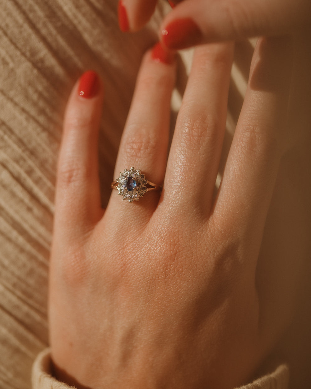 Colette Vintage 9ct Gold Blue Topaz & Diamond Ring