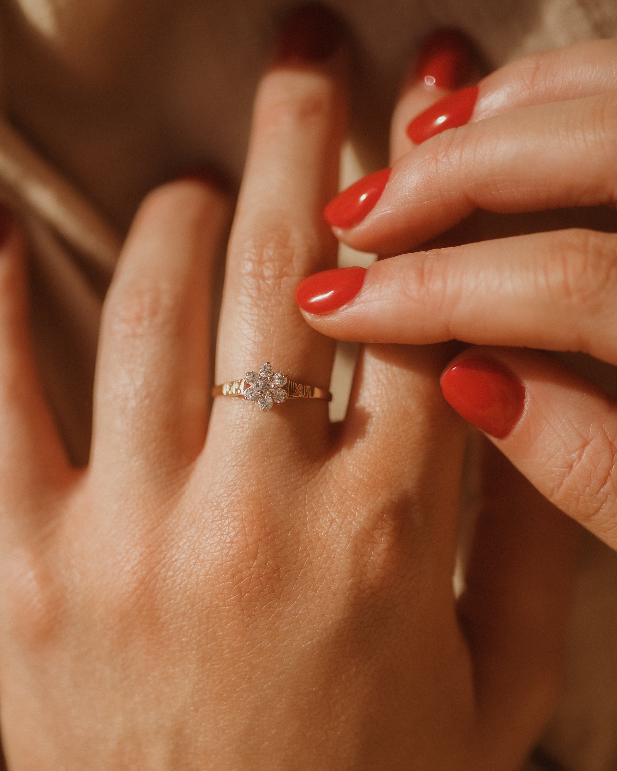 Image of Sylvia 1990 9ct Gold CZ Cluster Ring