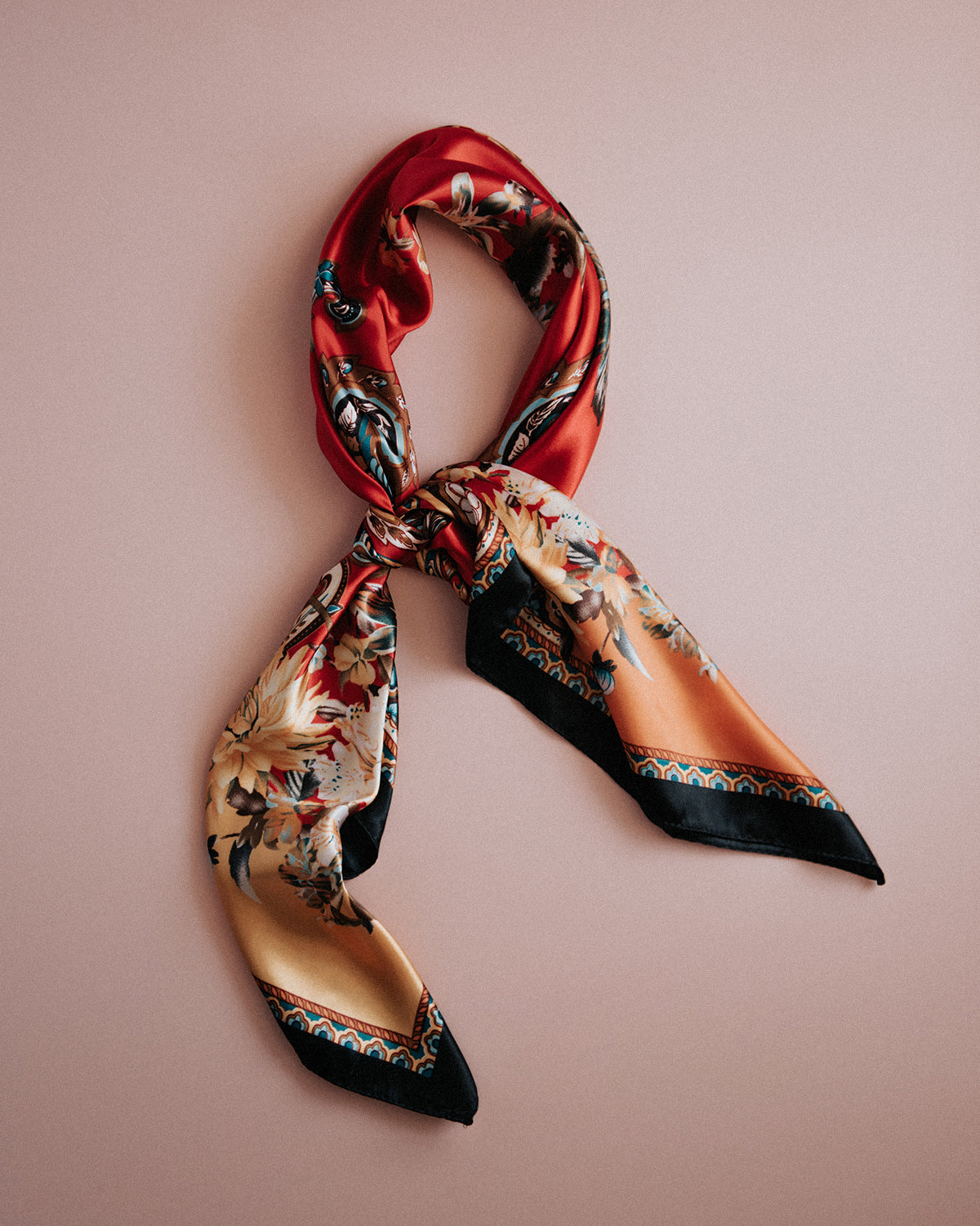 Red silk head scarf hotsell