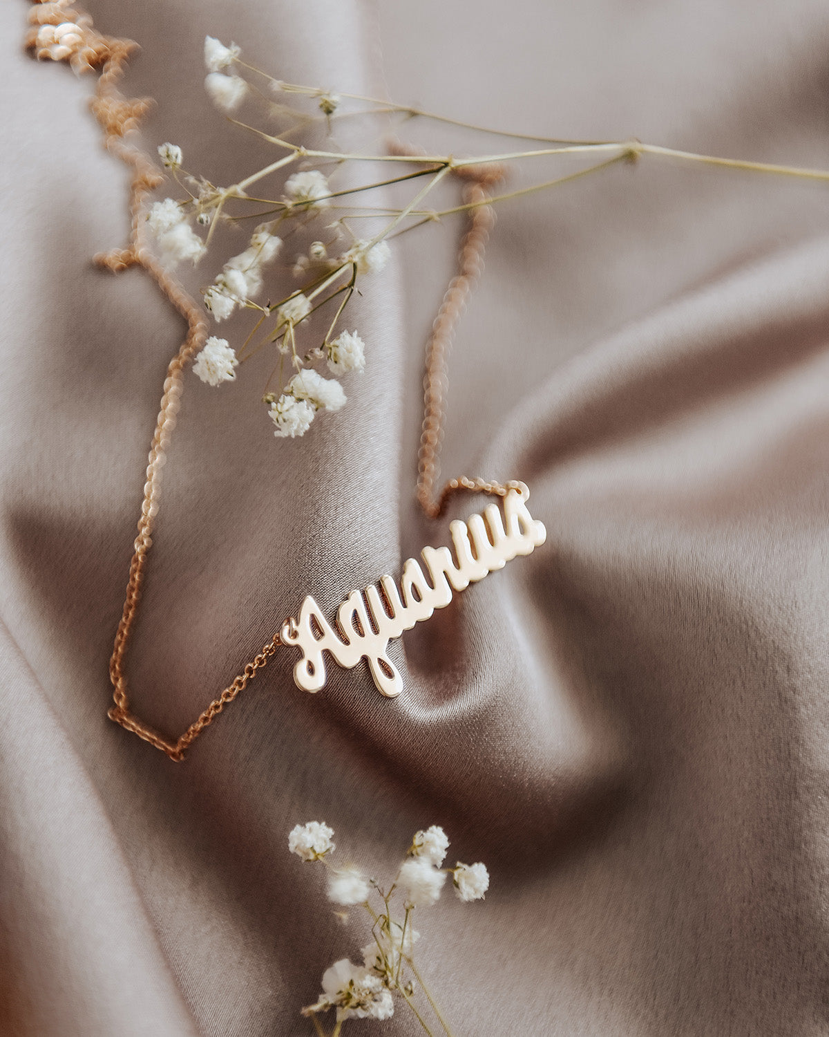 Aquarius Zodiac Nameplate Necklace