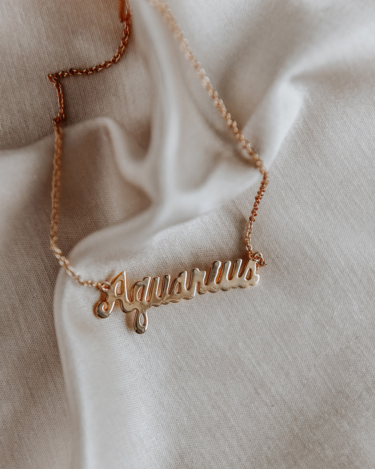 Image of Aquarius Zodiac Nameplate Necklace
