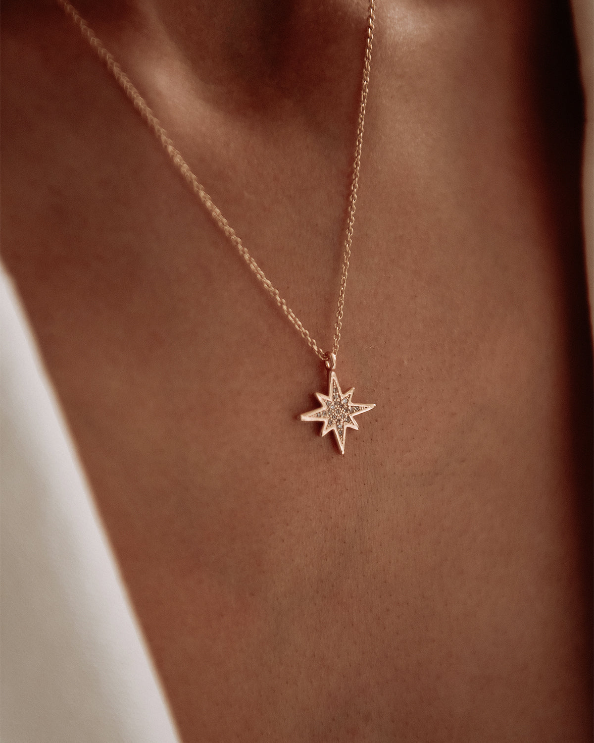 Image of Bette Delicate Pavé Star Necklace