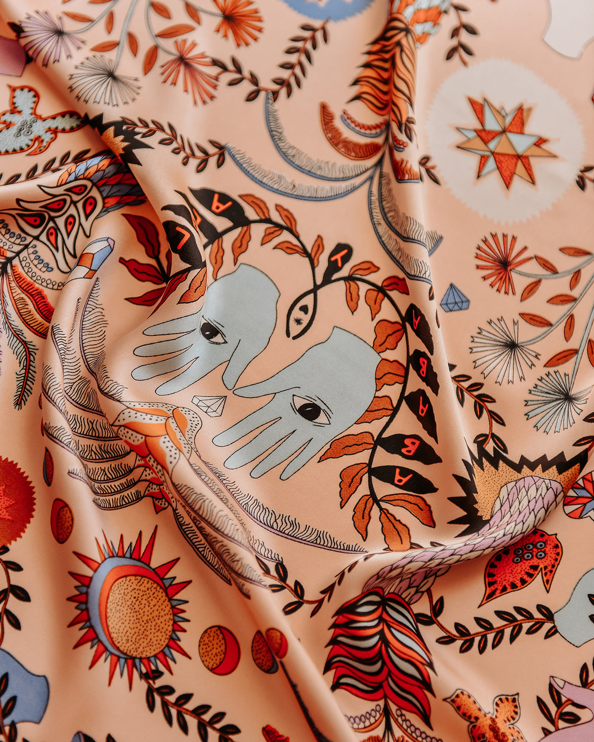Image of Cecily Celestial Peach Square Scarf