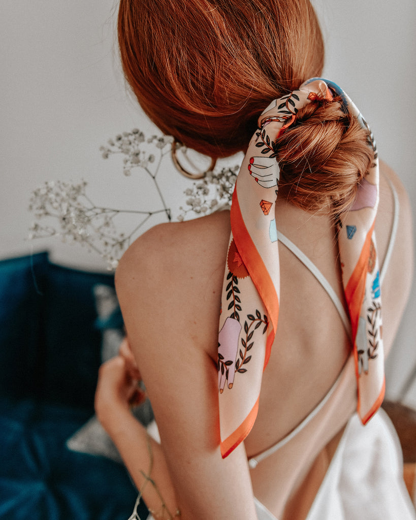 Cecily Celestial Peach Square Scarf