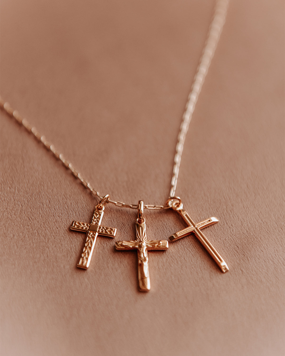 Image of Elspeth Gold Vermeil Cross Trio Necklace