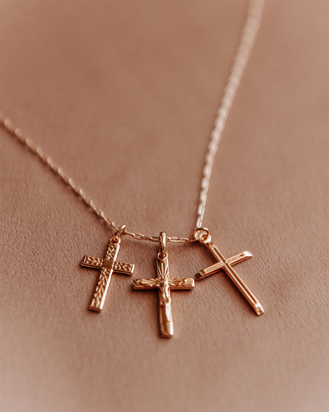 Elspeth Gold Vermeil Cross Trio Necklacee | Rock N Rose – Rock n Rose