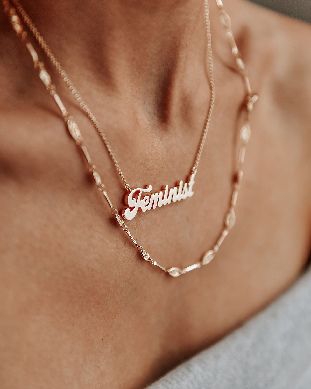 Image of Feminist Script Nameplate Necklace