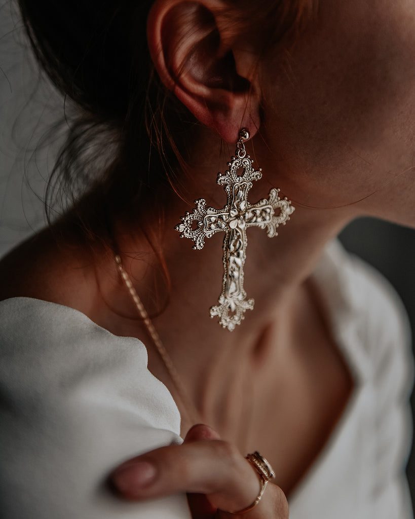 Gabrielle Baroque Cross Earrings