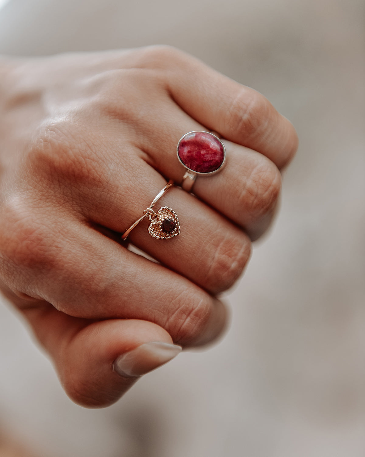 Ebba Sterling Silver Gemstone Ring - Ruby