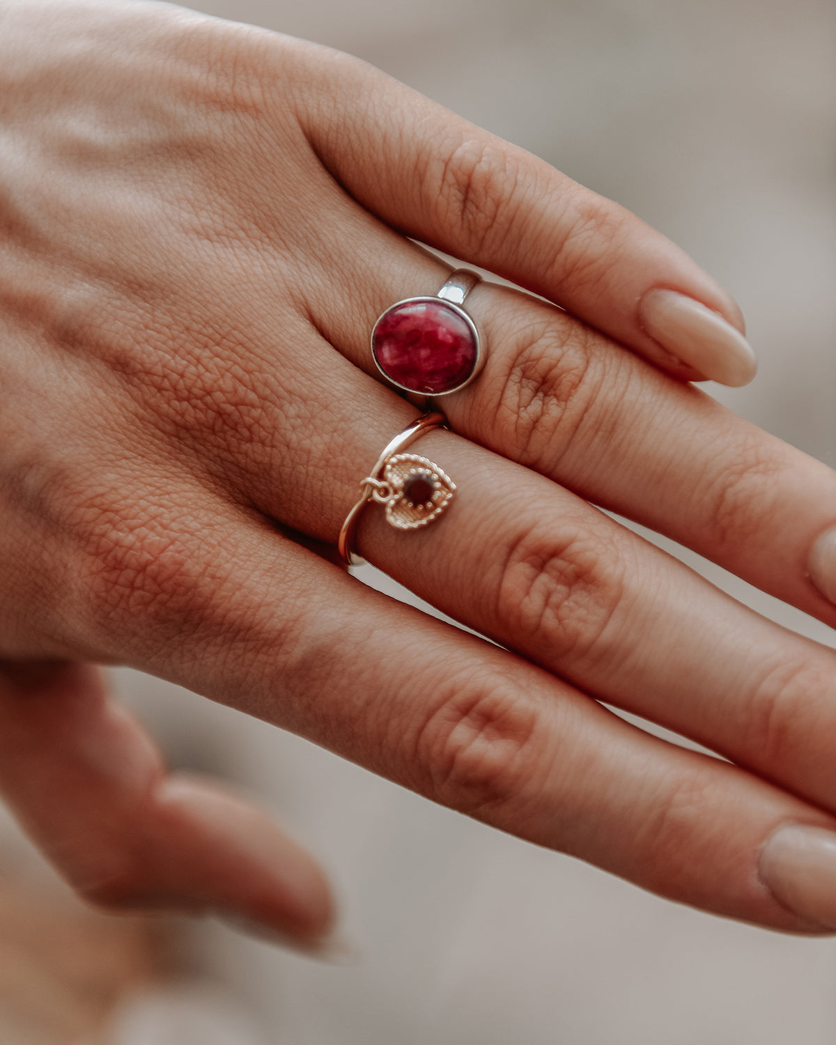 Ebba Sterling Silver Gemstone Ring - Ruby