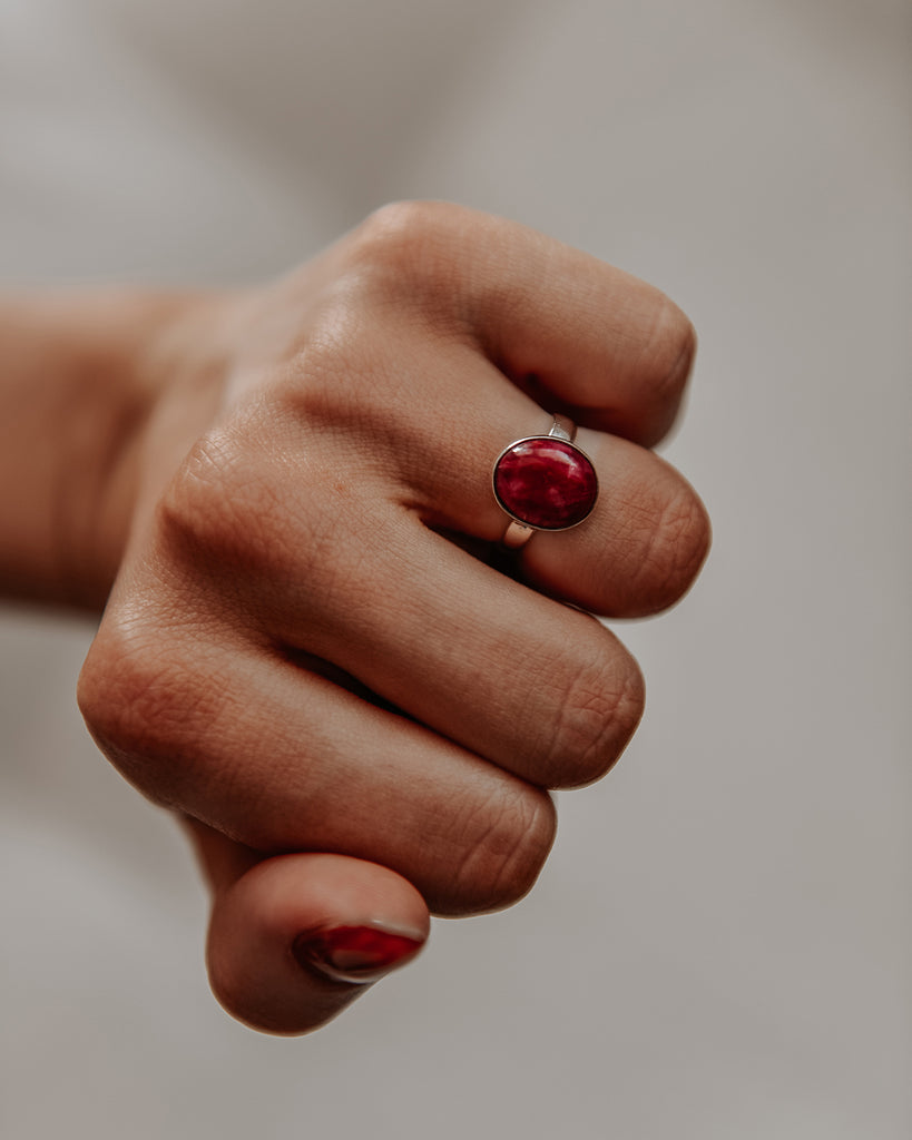 Ebba Sterling Silver Gemstone Ring - Ruby