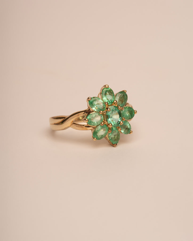 Muriel 9ct Gold Emerald Cluster Ring