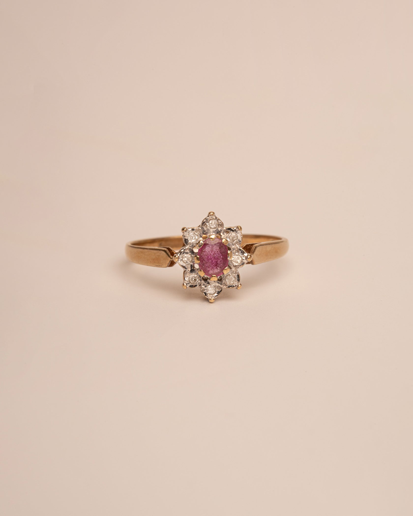 Lilibet 9ct Gold Ruby & Diamond Cluster Ring