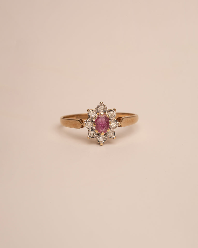 Lilibet 9ct Gold Ruby & Diamond Cluster Ring